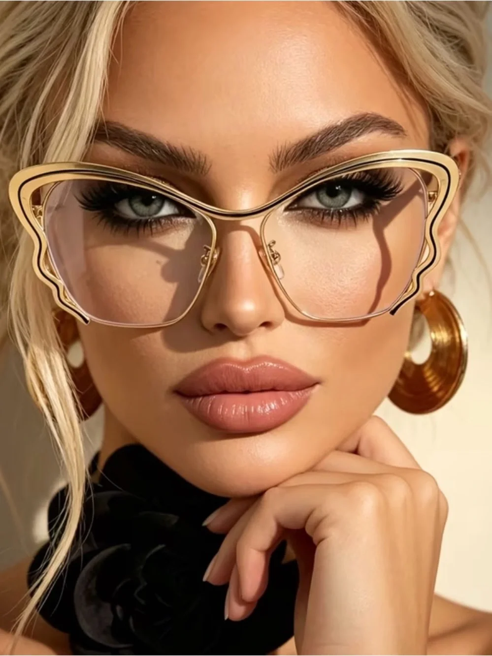 New Gold Butterfly Frame Fashion Glasses